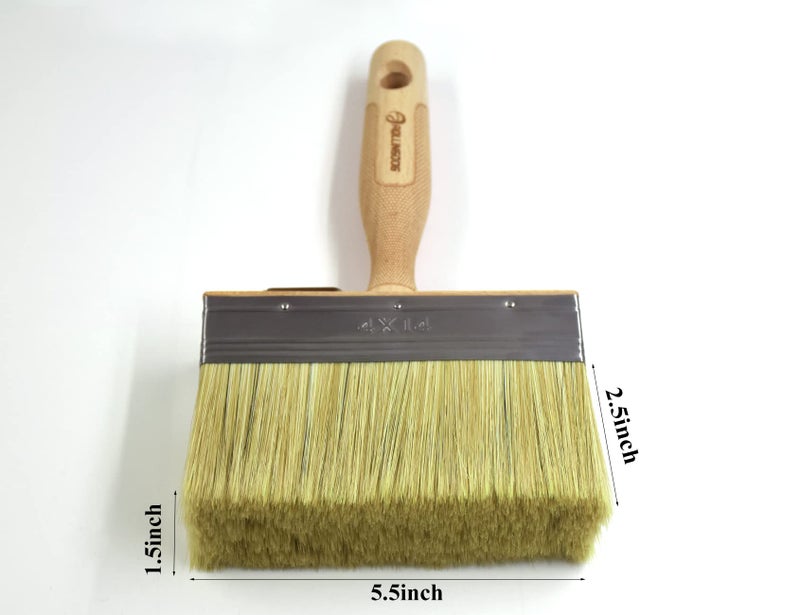 ROLLINGDOG 5.5" Deck Stain Limewash Brush - Wood Handle Large Deck Brush Applicator for Wall, Wood, Fence, Floor Painting - Image 2